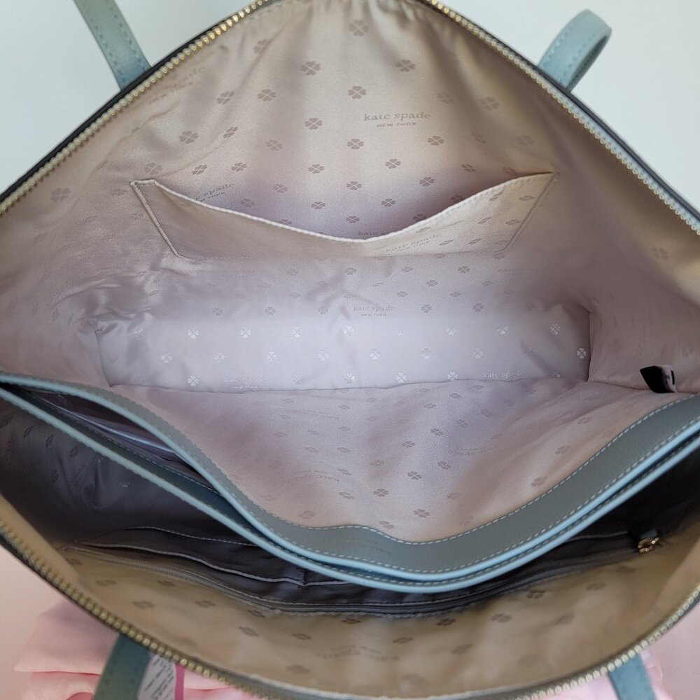 KATE SPADE All Day Crossgrain Leather Top-zip Large Tote- Ocean Beach color 🎈⭐ - Picture 14 of 16